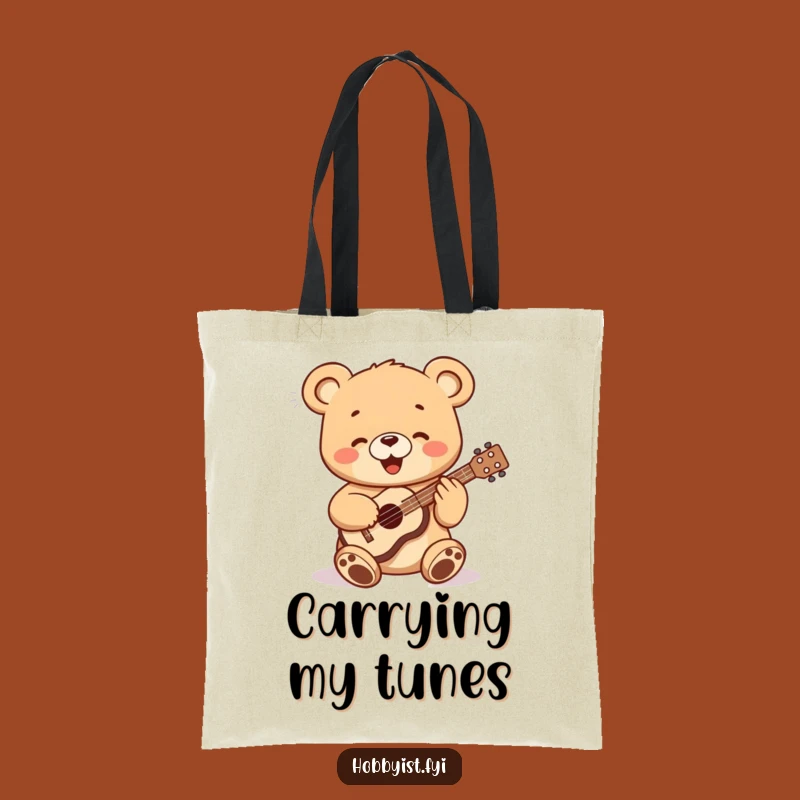 Funny Bear Cub Ukulele Tote Bag - Stylish Accessory for Music-Loving Bears