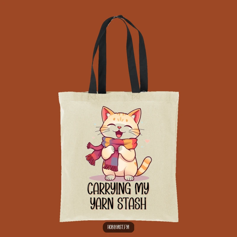 Funny Cat Knitting Tote Bag: Carry Your Yarn and Smiles