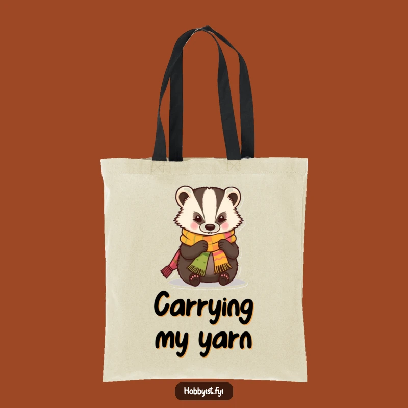 Funny Badger Knit Tote Bag: Carry Your Yarn in Style, Charming Funny Gift