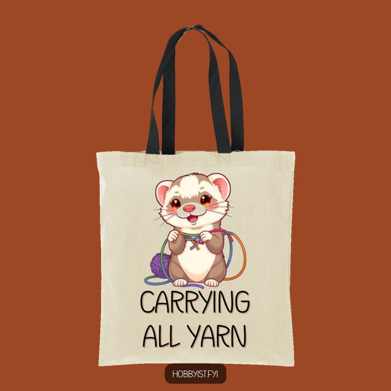Funny Ferret Weaving Tote Bag - Crafty Accessory for Yarn Lovers