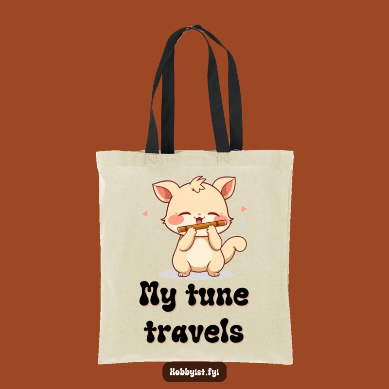 Funny Flute Playing Creature Tote Bag: Carry Your Tunes in Style!