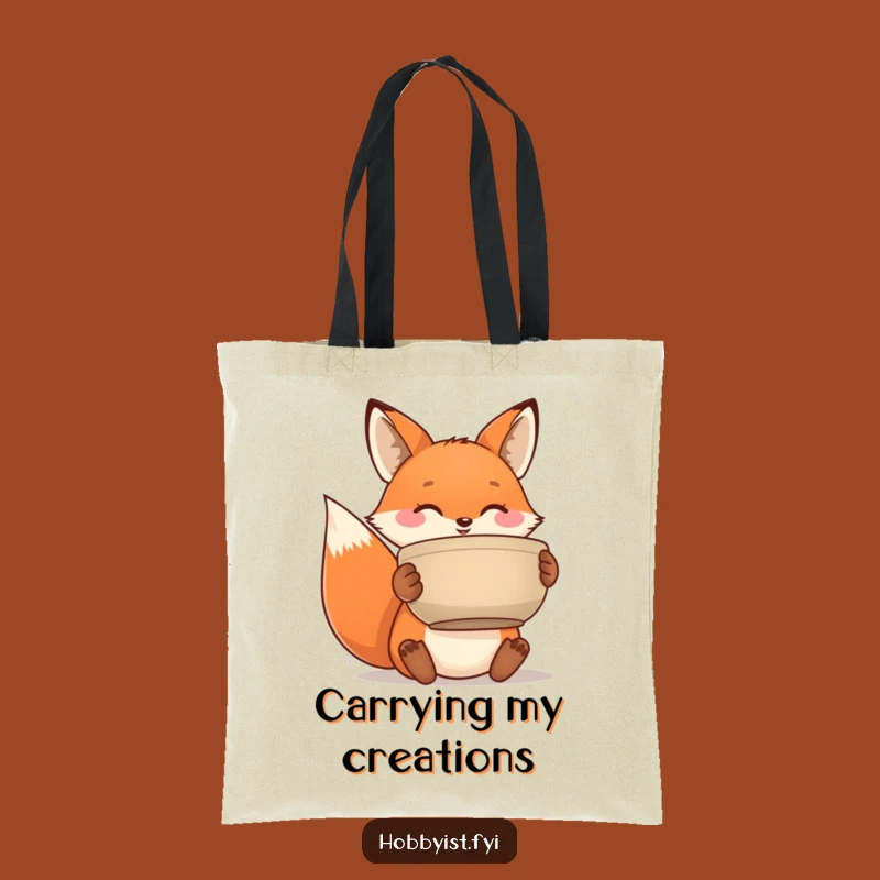 Funny Fox Pottery Tote Bag - Chic and Hilarious Carry-all for Artists