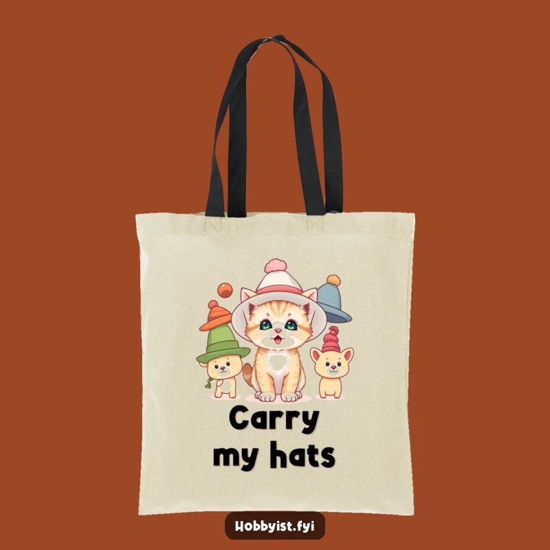 Funny Kitten Hat Tote Bag: Charming Cat Carry-All for Stylish Outings