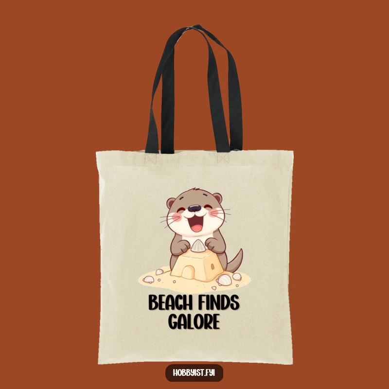 Funny Otter Sandcastle Tote Bag: Excited Otter Beach Gear, Perfect Gift