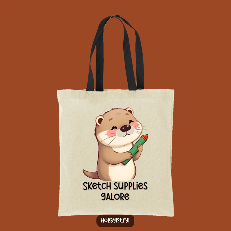 Funny Otter Sketching Tote Bag: Carry Your Art with a Playful Otter, Eco Gift