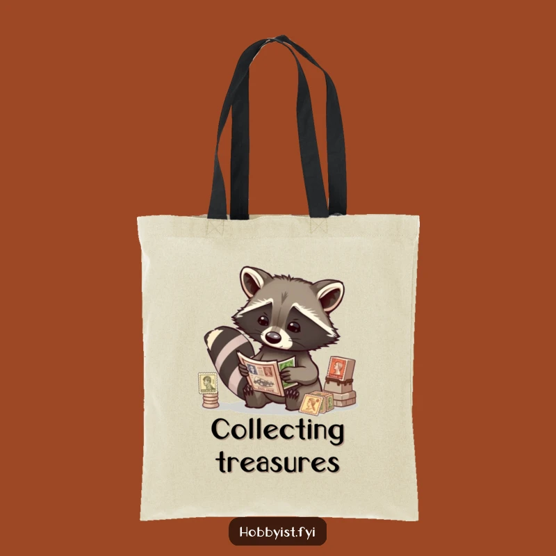 Funny Raccoon Stamp Tote Bag - Stylish Collector Accessory for Stamp Enthusiasts