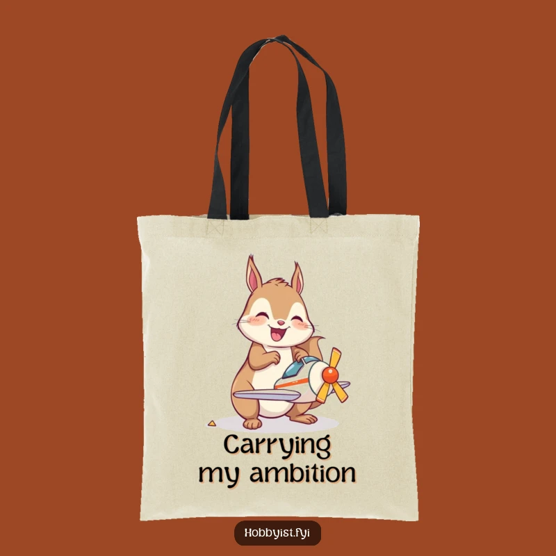 Funny Squirrel Plane Tote Bag: Carry Your Projects in Style, Charming Funny Gift